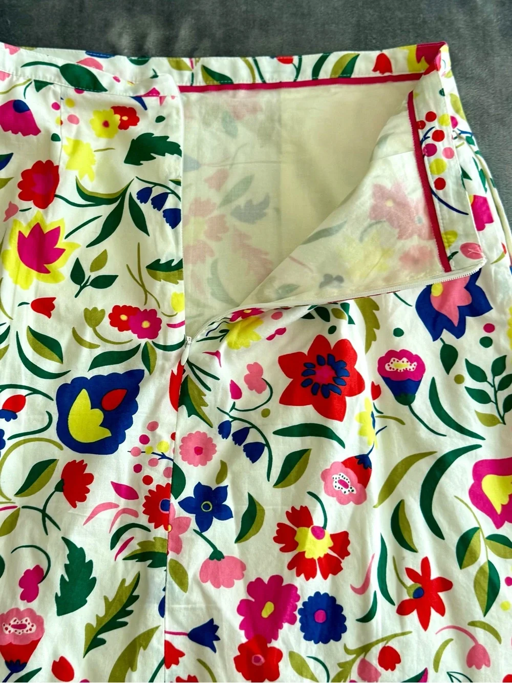 Boden Pencil Skirt 6R Floral Zip Back Pockets Cotton Preppy Gardencore Feminine
